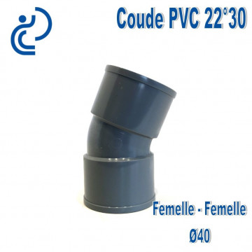 Coude PVC Evacuation 22°30 Ø40 Femelle-Femelle