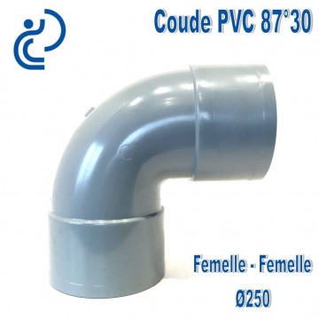 Coude PVC Evacuation 87°30 Ø250 Femelle-Femelle