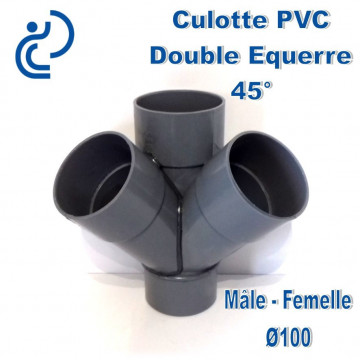 CULOTTE PVC DOUBLE EQUERRE 45° MF D100