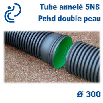 Tube annelé Double Paroi PEHD D300 barre de 3ml AQUATUB