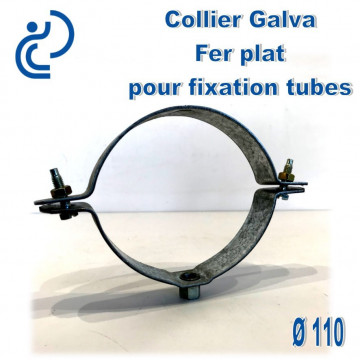 Collier Galva Fer Plat D110 pour fixation de canalisations