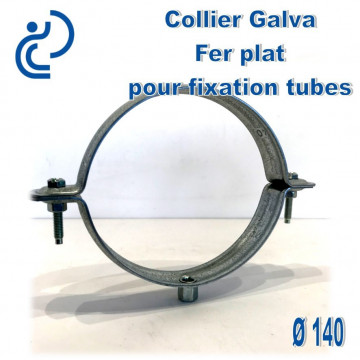 Collier Galva Fer Plat D140 pour fixation de canalisations