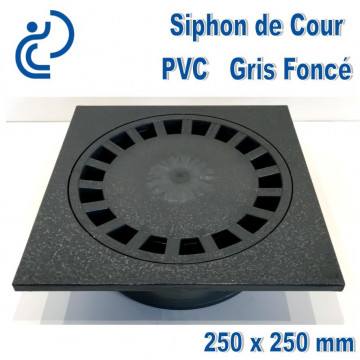 SIPHON DE COUR PVC 250x250 Gris Foncé