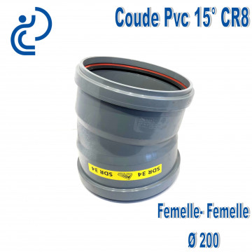 Coude pvc CR8 15° D200 FF