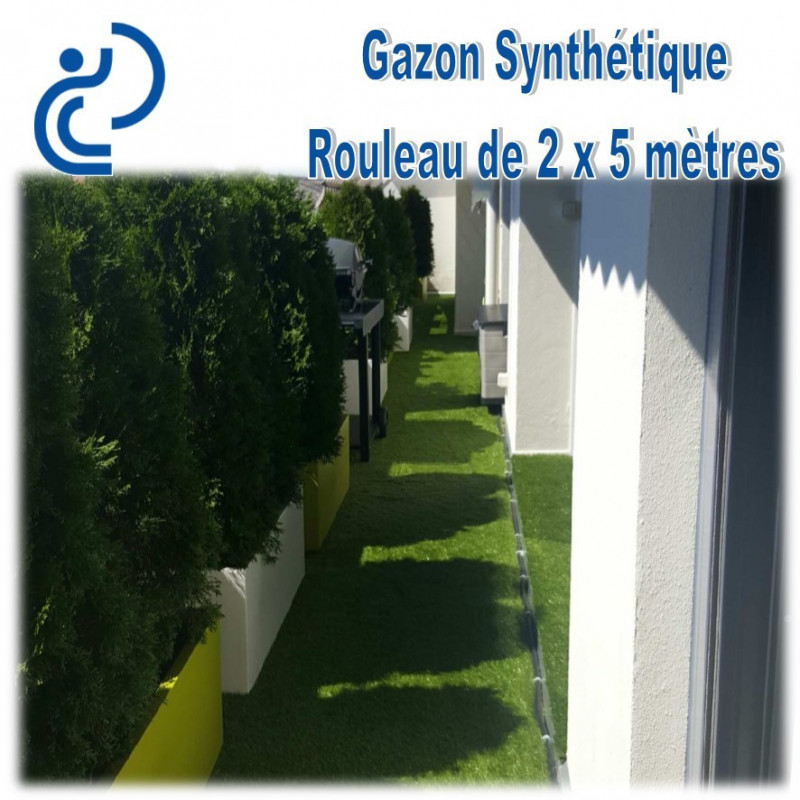 TERRE JARDIN - Gazon synthétique en Rouleau de 4 mètres (4 m²
