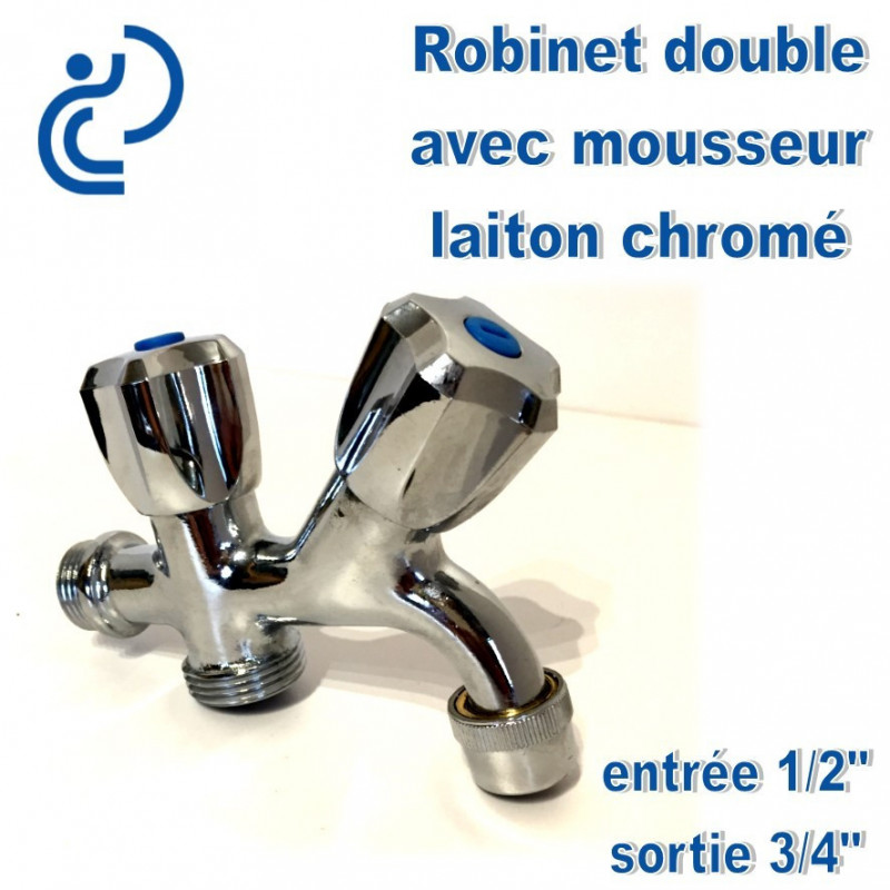 Robinet double voies 3/4 laiton - Arrosage Distribution