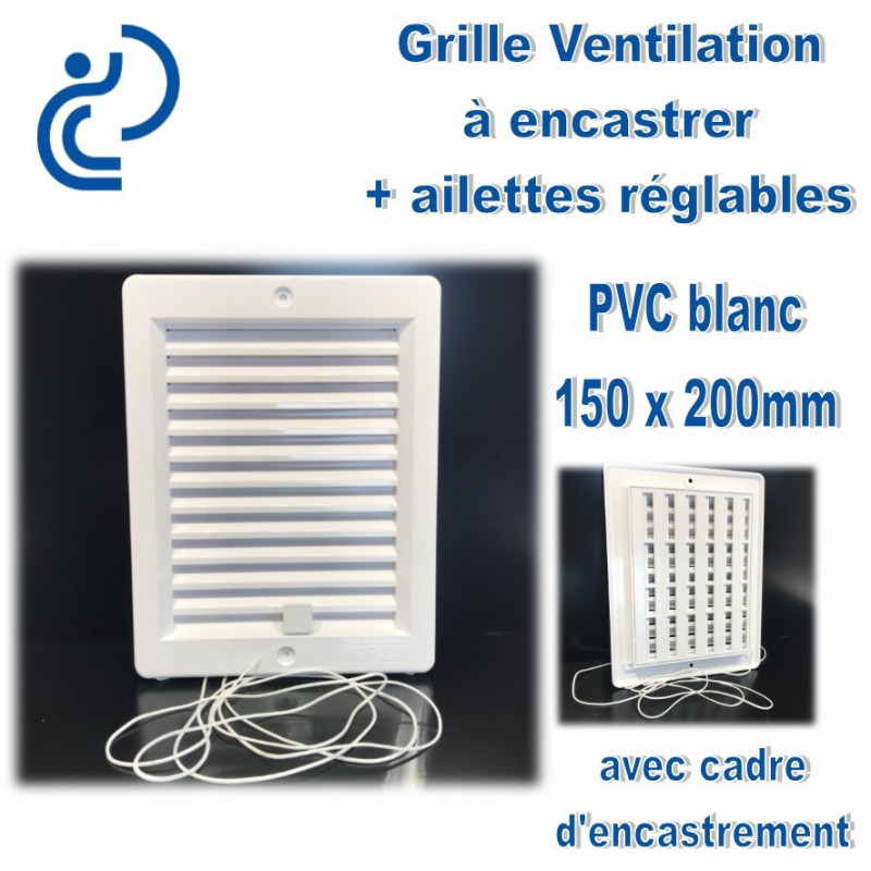 Grille de ventilation en PVC blanc réglable 75x125