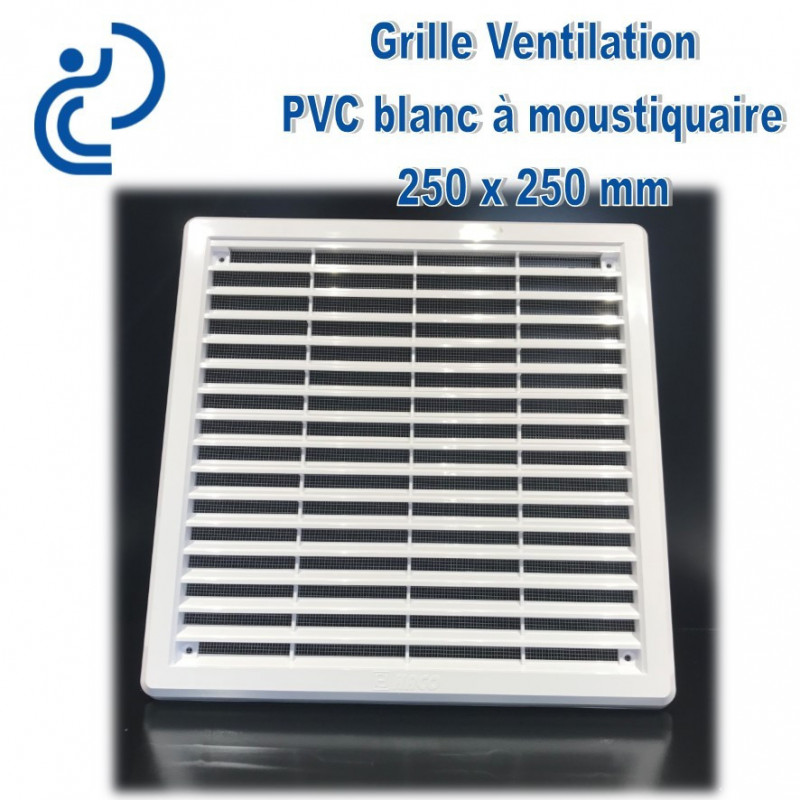 Grille ventilation rectangulaire PVC anti-pluie 175x146mm - Blanc.