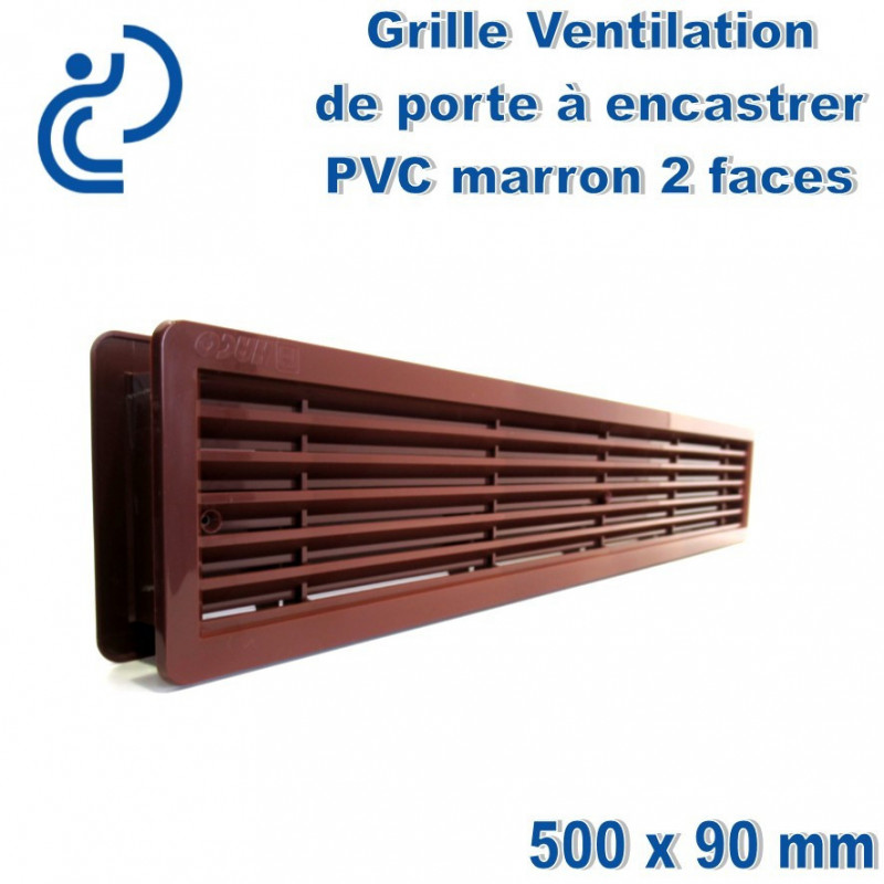 Grille de Ventilation de Porte 50x9 2 faces à encastrer PVC Marron