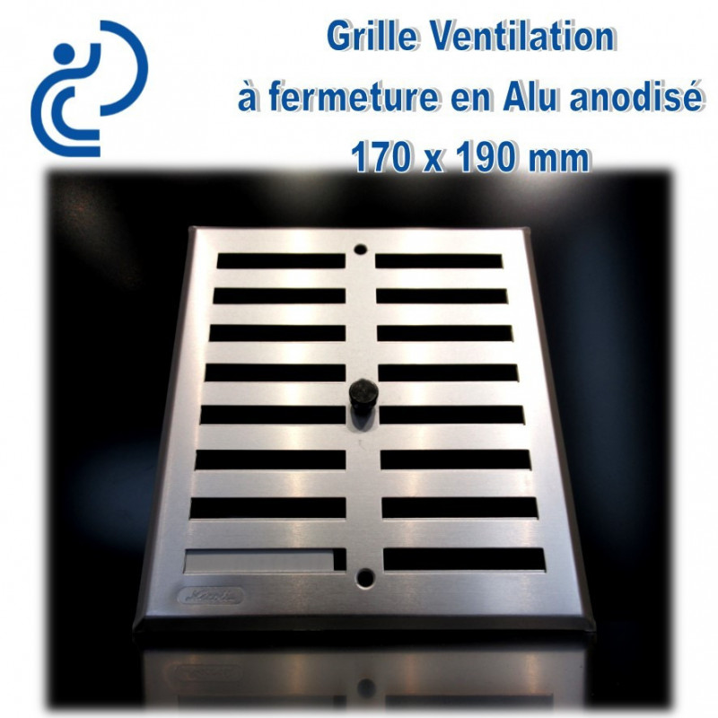 Grille de Ventilation à Fermeture en Aluminium Anodisé Gris 17x19