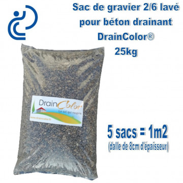 Sac de Gravier concassé lavé pour Béton Drainant DRAINCOLOR 25kg