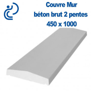 Couvre Mur en Béton Brut 2 pentes 450 x 1000mm
