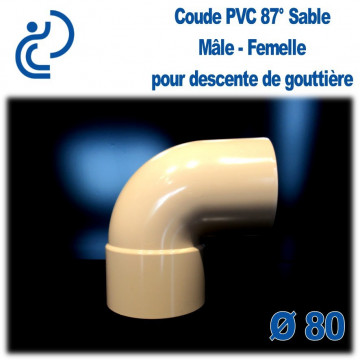 COUDE GOUTTIERE PVC SABLE 87° MF D80