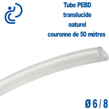 Tube PEBD translucide naturel D6x8 en couronne de 50 mètres