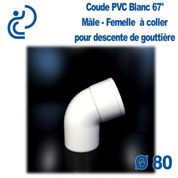 COUDE GOUTTIERE PVC BLANC 67° Mâle femelle