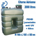 Citerne de Stockage d'eau Aérienne 2000 litres Jumelable avec filtre traitée Anti UV