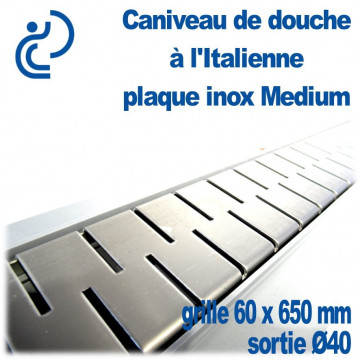 Caniveau de douche à l'italienne PVC Plaque Inox Médium 60x650mm