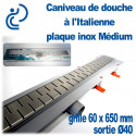 Caniveau de douche à l'italienne PVC Plaque Inox décors Médium 60x650mm