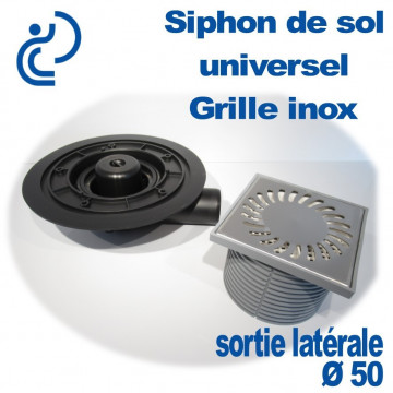 Siphon Avaloir de Sol Universel avec grille Inox sortie D50