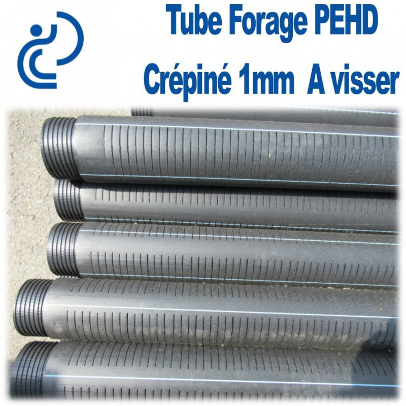 Tube Forage PEHD 51.4x63 (2) Crépiné 1mm longueur de 3ml