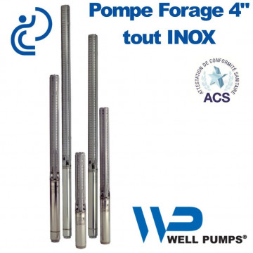 Pompe Forage 4" WPS inox 2.5m3/h à 52m