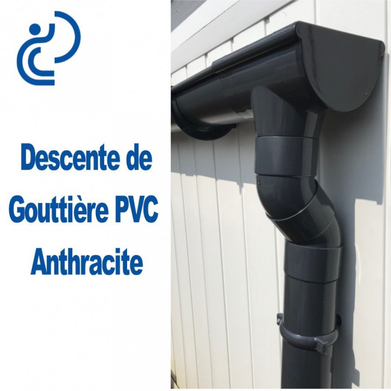 Gouttière PVC gris demi-ronde 25 - 2 mètres - Gouttière Online