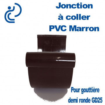 Jonction à Coller en PVC Marron pour Gouttière Demi Ronde GD25