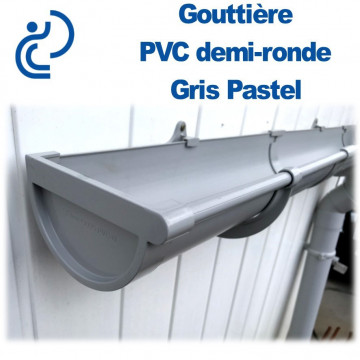 Gouttière PVC gris demi-ronde 25 - 2 mètres - Gouttière Online