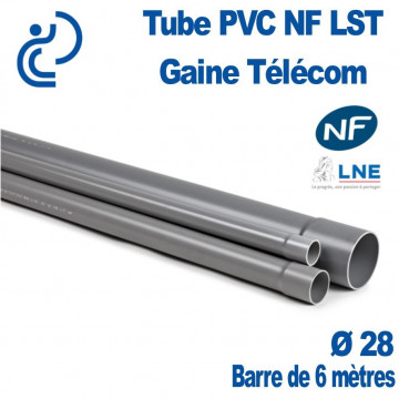 Tube PVC NF LST Ø28 Gaine Télécom longueur 6 mètres