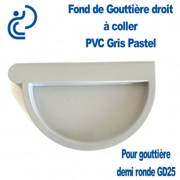 FOND DE GOUTTIERE DROIT EN PVC GRIS PASTEL POUR GD25
