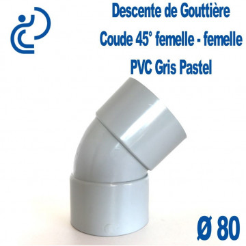 COUDE GOUTTIERE PVC GRIS PASTEL 45° FF D80