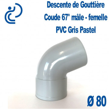 COUDE GOUTTIERE PVC GRIS PASTEL 67° MF D80