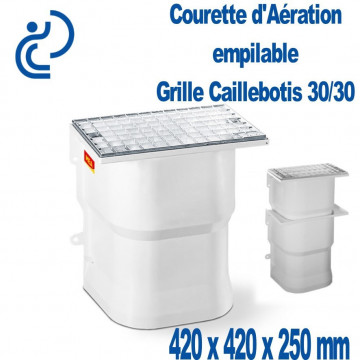 Courette d'Aération composite 420x420x250  Grille caillebotis maille 30/30