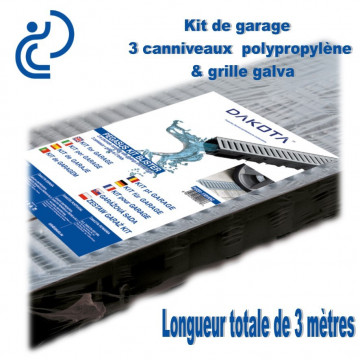 Kit de garage ( 3 caniveaux de 1ml, grille galva & accessoires )