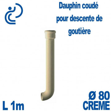 Dauphin Fonte Coudé Ø80 finition Crème longueur 1 mètre