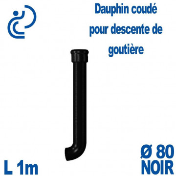 Dauphin Fonte Coudé Ø80 finition Noir longueur 1 mètre