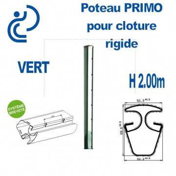 Poteau de Clôture Rigide Primo Vert Hauteur 2.00m