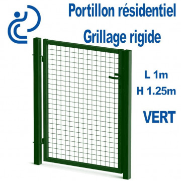 Portillon Standard Grillagé Vert 1mx1.25m serrure intégrée