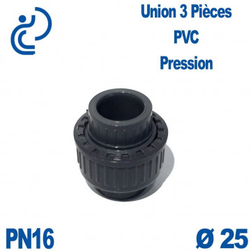 Union 3 Pièces D25 Femelle Femelle PN16 PVC Pression