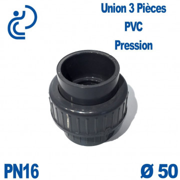 Union 3 Pièces D50 Femelle Femelle PN16 PVC Pression
