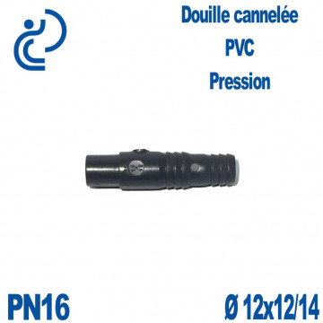 Douille Cannelée D12x12/14 Mâle Mâle PVC Pression