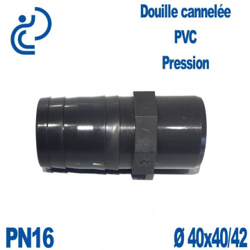 Douille Cannelée D40x40/42 Mâle Mâle PVC Pression