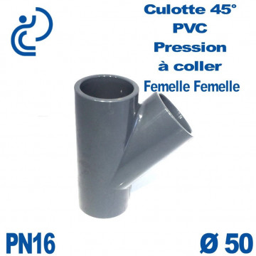 Culotte 45° PVC Pression D50 PN16 à coller