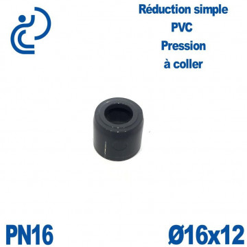 Réduction Simple D16x12 Mâle Femelle à coller PVC Pression
