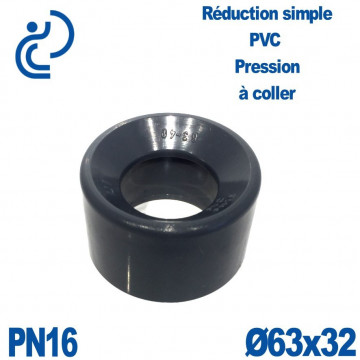 Réduction Simple D63x32 Mâle Femelle à coller PVC Pression