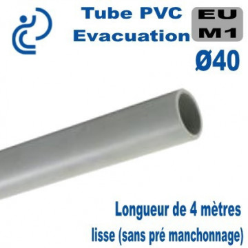 TUBE PVC M1 D40 longueur 4ml