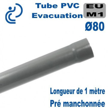 TUBE PVC M1 D80 Coupé à 1 mètre Pré-manchonné (tulipé)