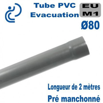 TUBE PVC M1 D80 Coupé à 2 mètre Pré-manchonné (tulipé)