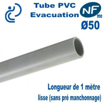 TUBE PVC Évacuation NF E + NF ME D50 coupé en 1mll
