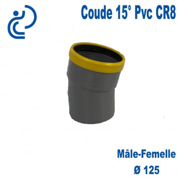 Coude pvc CR8 15° D125 MF